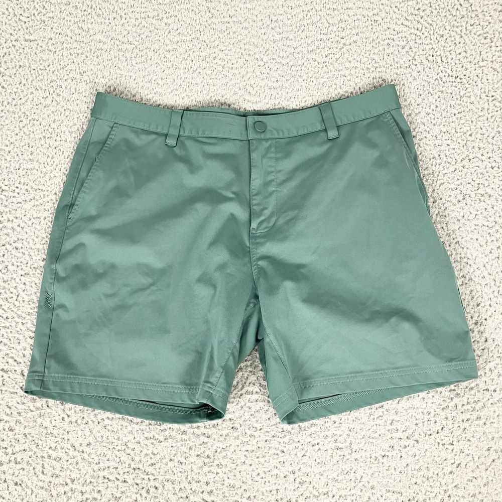 Rhone Shorts Mens 36 Green Performance Microfiber Chino Stretch Casual Travel